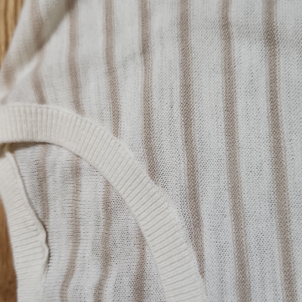 NWT Ann Taylor Loft Cream Short Sleeve Boxy Striped T-Shirt Crew Neck XL - Picture 6 of 7